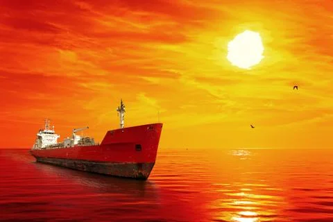 Ship at sunrise Stock Photos