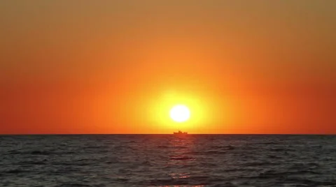 Ship at sunset 02 Stock Footage 41400464