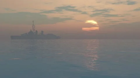 Ship in sunset Stock Footage 50761851