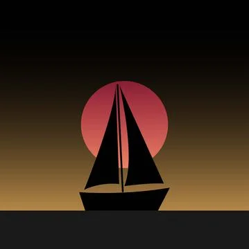 Ship in sunset Stock Illustration