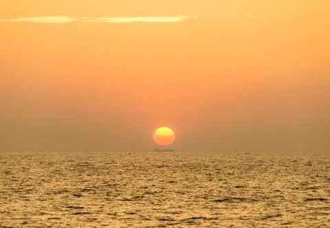 Ship at sunset Stock Photos