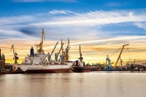 Ship at sunset Stock Photos