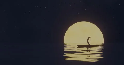 The ship sways on the waves against the setting sun Stock Footage 115801351