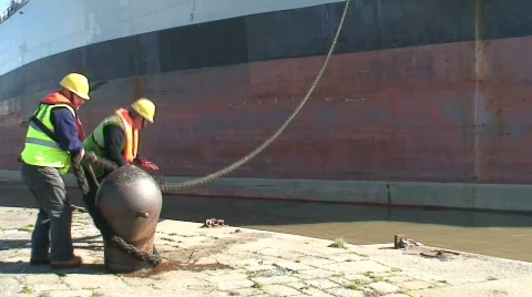 Ship tied up 2 Stock Footage 67355