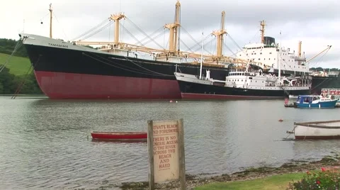 Ship at Tolverne UK Stock Footage 61575656
