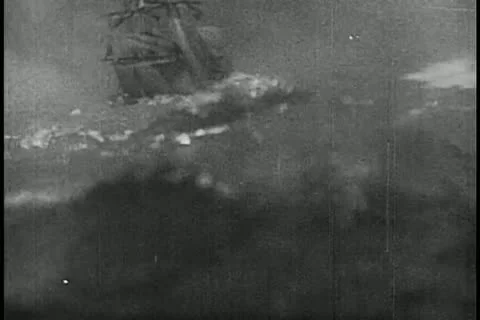 Ship tossed around during thunderstorm Stock Footage 11350018