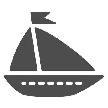 Ship toy solid icon, summer concept, boat sign on white background, Toy sailing 스톡 일러스트