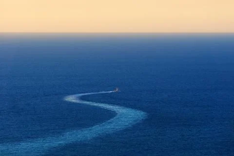 Ship trace on sea Stock Photos