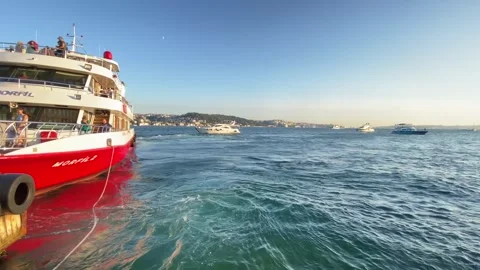 Ship Traffic In The Bosphorus Strait Stock Footage 266847635