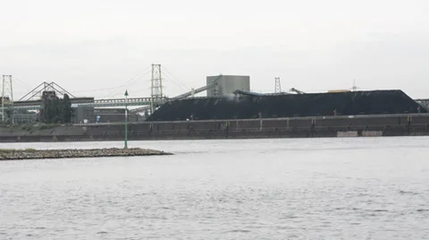 Ship traffic on a waterway Stock Footage 38599255