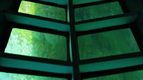 A ship with a transparent bottom. Bathyscaphe Video stock 157226160
