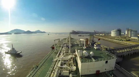 Ship Unberthing in China Stock Footage 34607035