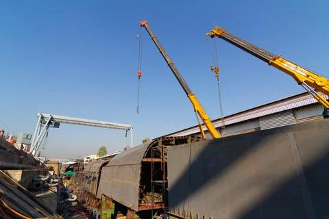 The ship is under construction Stock Photos