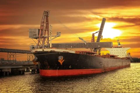 Ship under loading Stock Photos