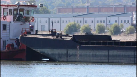 Ship undocked barge Stock Footage 32269197