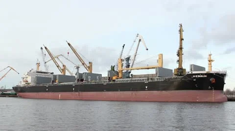 Ship unloading in port Stock Footage 10882982