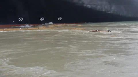 Ship vessel thrusters power and whirlpools Stock Footage 45558835