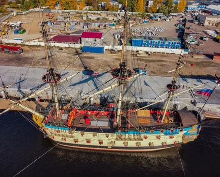 A ship, a view from a drone Stock Photos