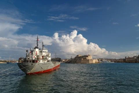 Ship View on Malta Coast Stock Photos