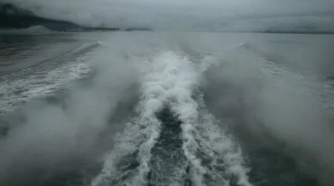 Ship wake engine morning pollution ocean Alaska 8274 Stock Footage 11148793