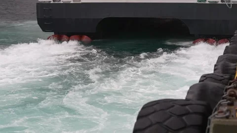 Ship wake from a ferry docking Stock Footage 263017954