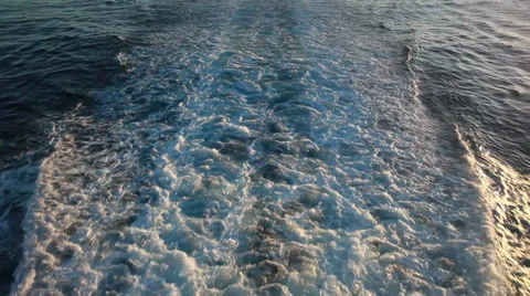 Ship wake on the ocean. Water foam trace behind the large ship. Stock Footage 39465948