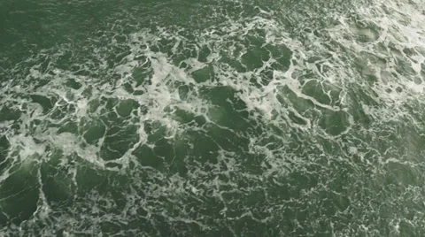 Ship Wake Over Side Frothy Green Water Bow Wave Starboard (Half spee Stock Footage 36638080
