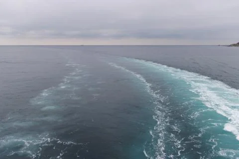 Ship wake in the Strait of Gibraltar Stock Photos