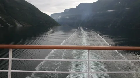 Ship wake view and railing Stock Footage 40683870