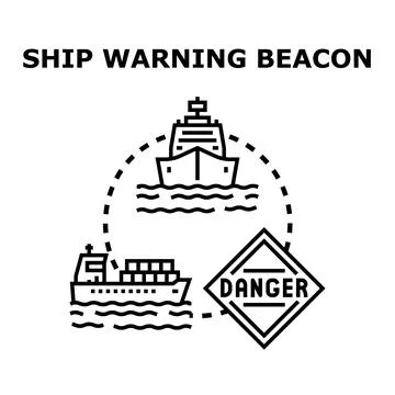 Ship warning beacon avoiding danger at sea Stock Illustration