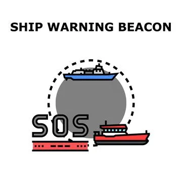 Ship warning beacon sending sos signal Stock Illustration