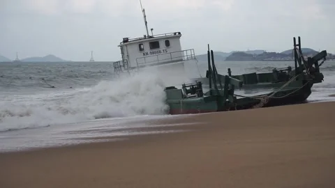 Ship was wrecked. Video stock 139218817