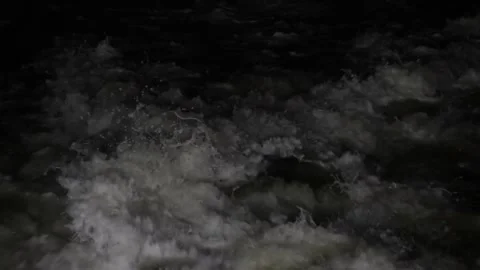 Ship Waves in The Night (50 fps) Stock Footage 233452028