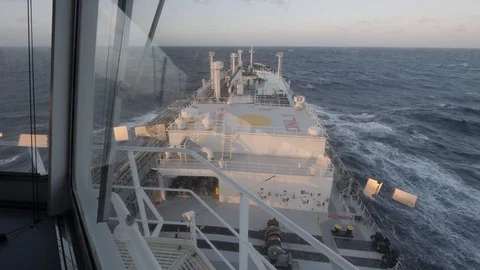 Ship on the waves at sea Stock Footage 95546518