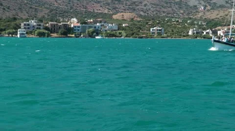 The ship on the way to Spinalonga Stock Footage 8976249