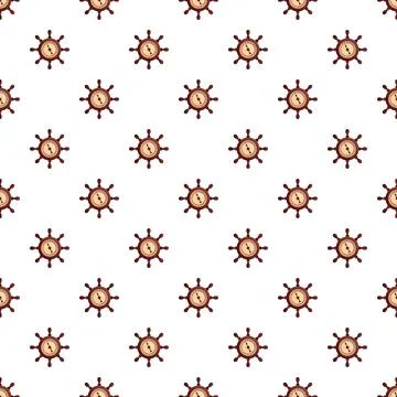 Ship wheel and compass seamless pattern background Illustrazione stock