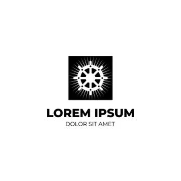 Ship wheel and light rays logo for Film production Stock Illustration