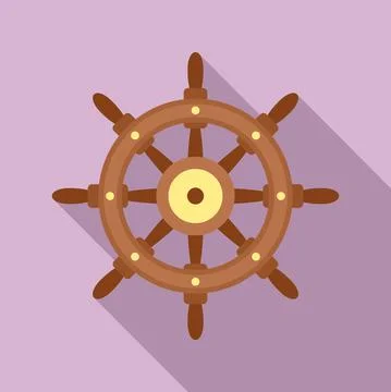 Ship wheel controller icon, flat style Ilustración de archivo