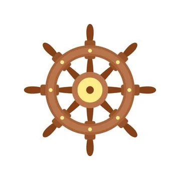 Ship wheel controller icon flat isolated vector Stock Illustration