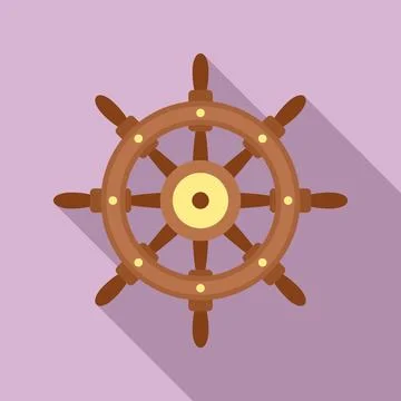 Ship wheel controller icon, flat style Stockillustratie