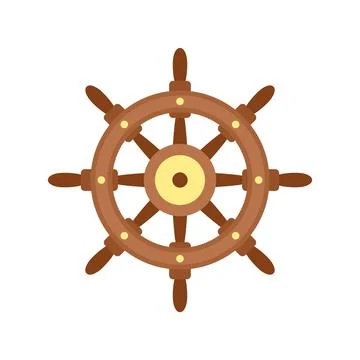 Ship wheel controller icon flat isolated イラスト素材