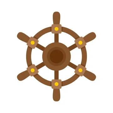 Ship wheel icon flat isolated Stock Illustration