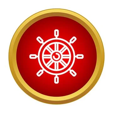 Ship wheel icon indicating nautical steering navigation Stock Illustration