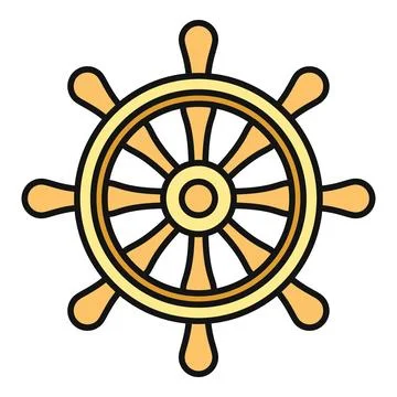 Ship wheel icon representing marine navigation and steering Stock Illustration