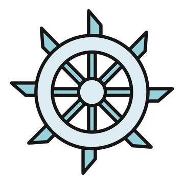 Ship wheel icon representing marine navigation and control Stock Illustration
