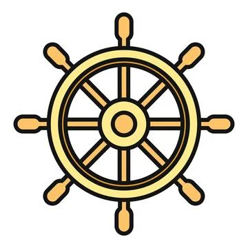 Ship wheel icon representing maritime navigation and steering Stock Illustration