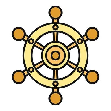 Ship wheel icon representing nautical navigation and travel Stock Illustration