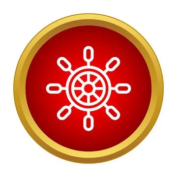 Ship wheel icon representing nautical steering and navigation Stock Illustration