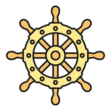 Ship wheel icon representing navigation and leadership at sea Stock Illustration
