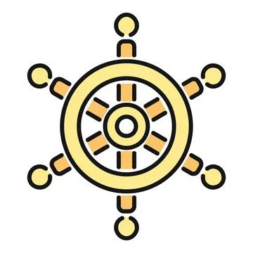 Ship wheel icon representing navigation and leadership Stock Illustration